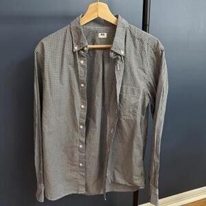 Uniqlo Small Checkered Button Up Shirt, Black/White, Mens